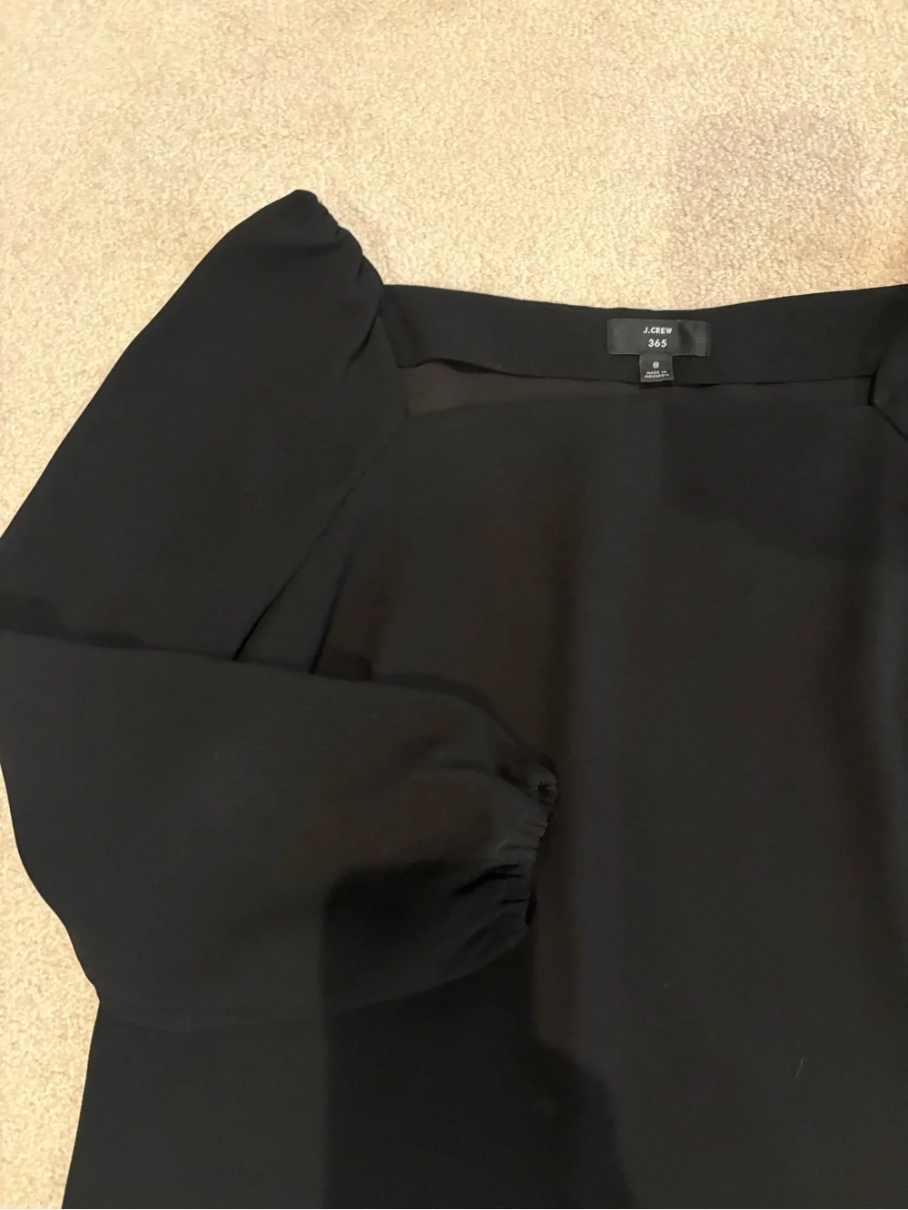 J.Crew 365 Puff Sleeve Blouse Black Size 8 Career Office Top